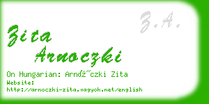 zita arnoczki business card